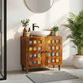 vidaXL Waschbeckenschrank mit Speicher mit Tür Walnuss 62 x 33 x 58 cm