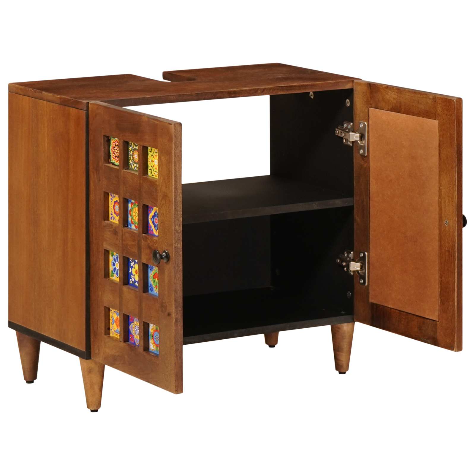 vidaXL Waschbeckenschrank mit Speicher mit Tür Walnuss 62 x 33 x 58 cm