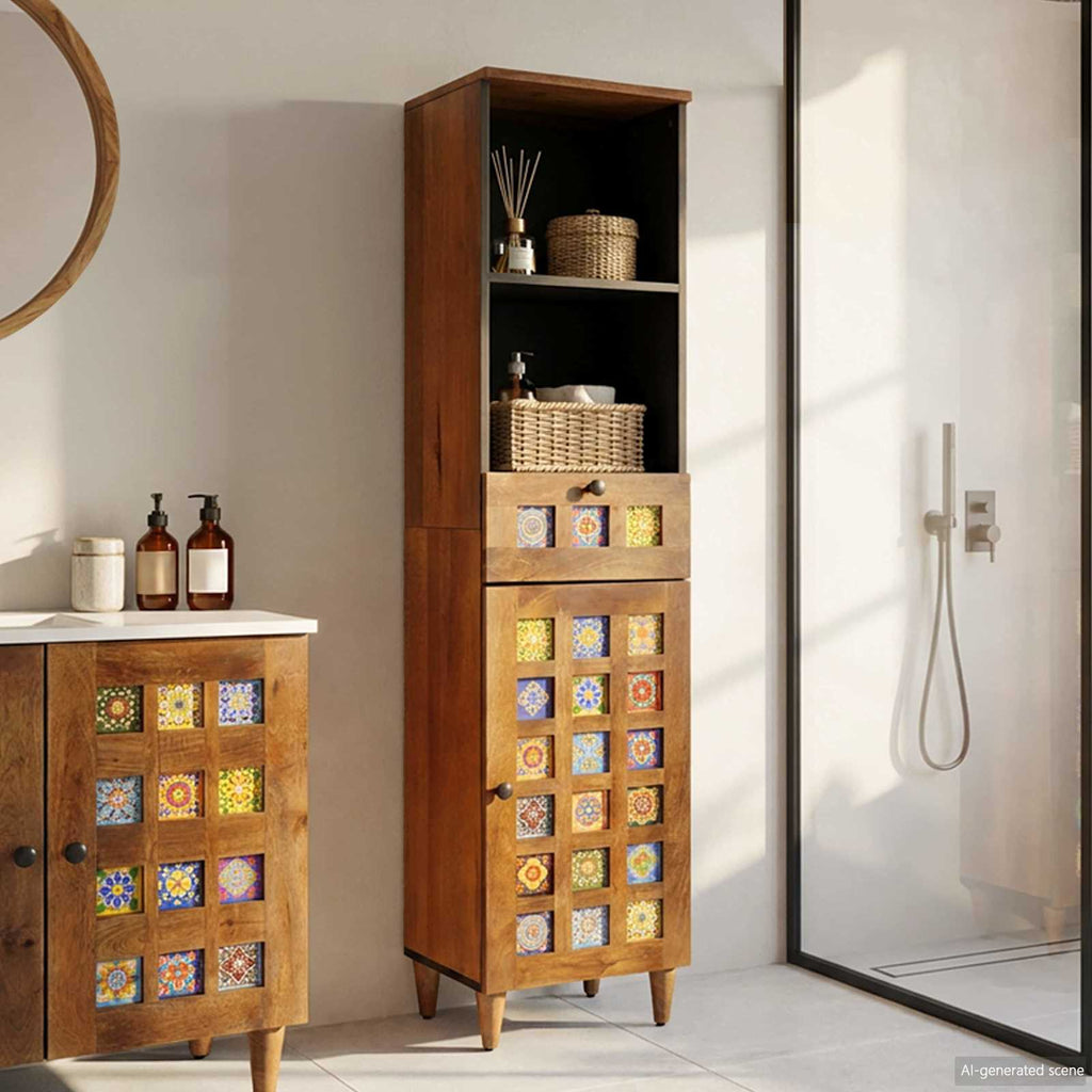 vidaXL Badezimmerschrank mit Schubladen Walnuss 38 x 33 x 160 cm