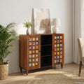 vidaXL Sideboard mit Regal Walnuss 90 x 33,5 x 75 cm Massivholz Mango