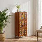 vidaXL Highboard mit Tür Walnuss 40 x 33 x 110 cm Massivholz Mango
