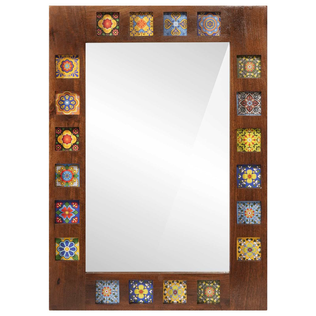 vidaXL Badezimmer Spiegel Walnuss 50 x 70 x 2,5 cm Massivholz Mango