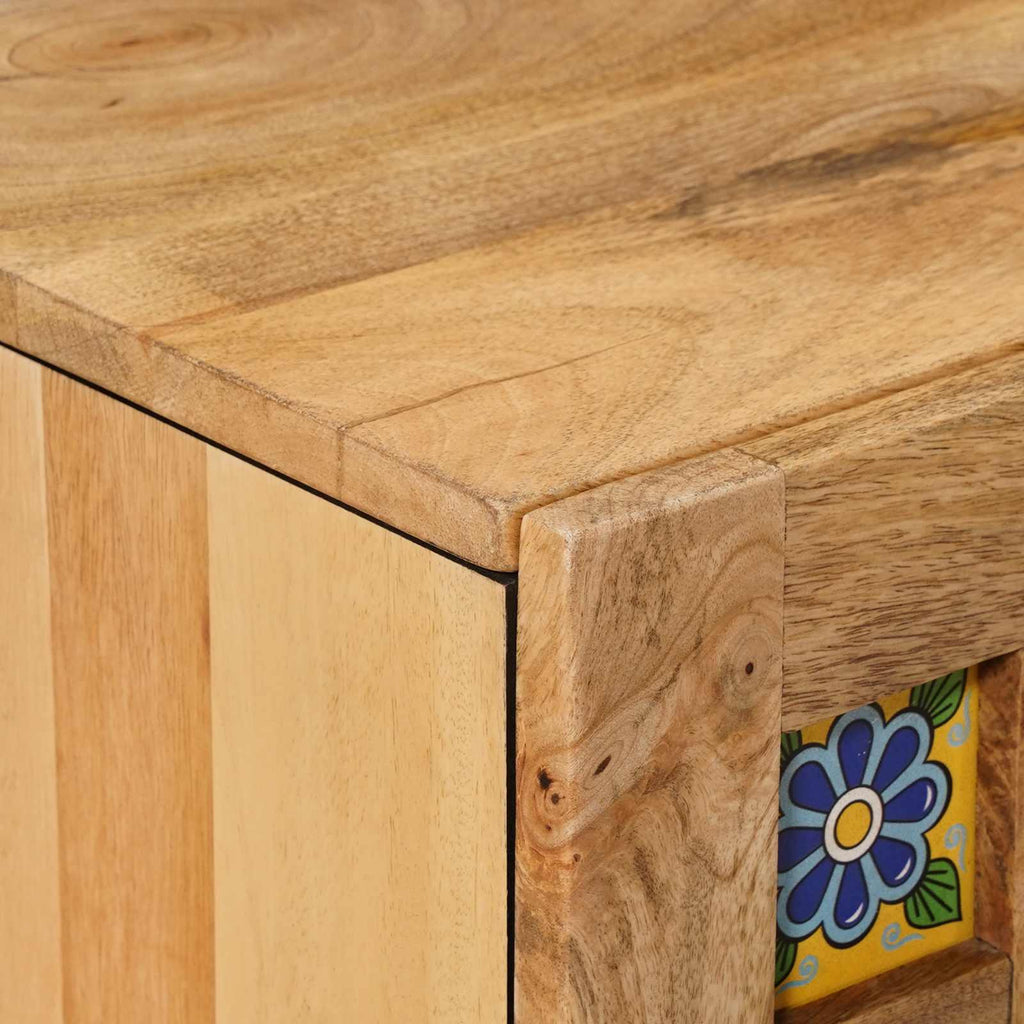 vidaXL TV-Schränk mit Tür Natur 105 x 33,5 x 46 cm Massivholz Mango