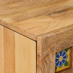 vidaXL TV-Schränk mit Tür Natur 105 x 33,5 x 46 cm Massivholz Mango