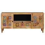 vidaXL TV-Schränk mit Tür Natur 105 x 33,5 x 46 cm Massivholz Mango