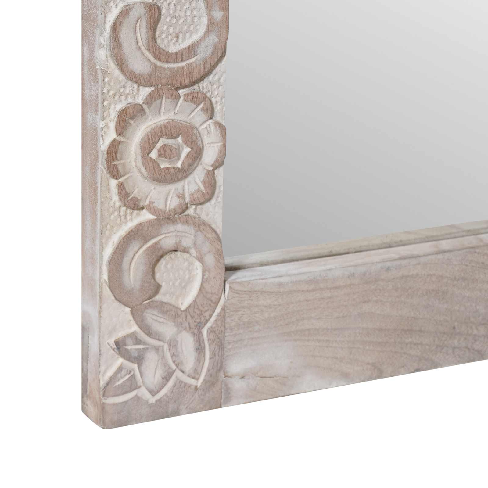vidaXL Wandspiegel Rechtwinklig Weiß 70 x 50 cm Massivholz Mango
