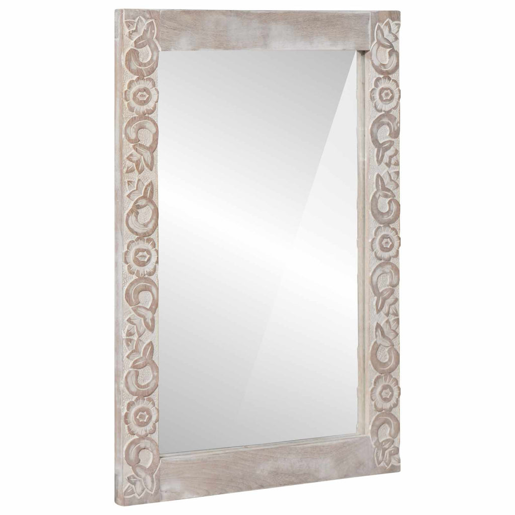 vidaXL Wandspiegel Rechtwinklig Weiß 70 x 50 cm Massivholz Mango