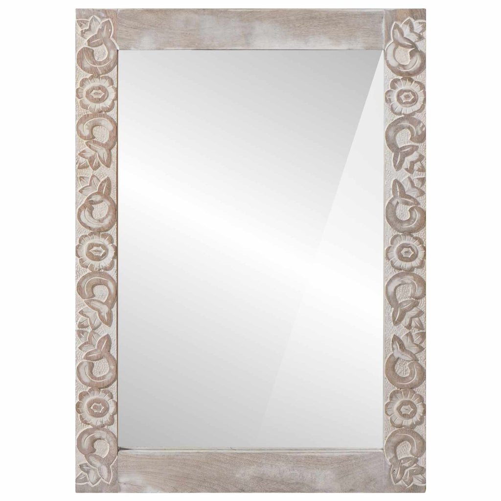 vidaXL Wandspiegel Rechtwinklig Weiß 70 x 50 cm Massivholz Mango