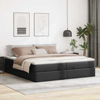 vidaXL Ottoman-Bett mit Matratzen Schwarz 200x200 cm Kunstleder