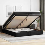vidaXL Ottoman-Bett mit Matratzen Schwarz 200x200 cm Kunstleder