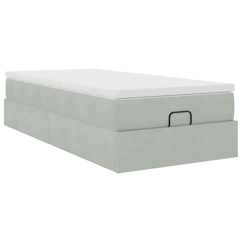 vidaXL Ottoman-Bett mit Matratze Hellgrau 80x200 cm Samt