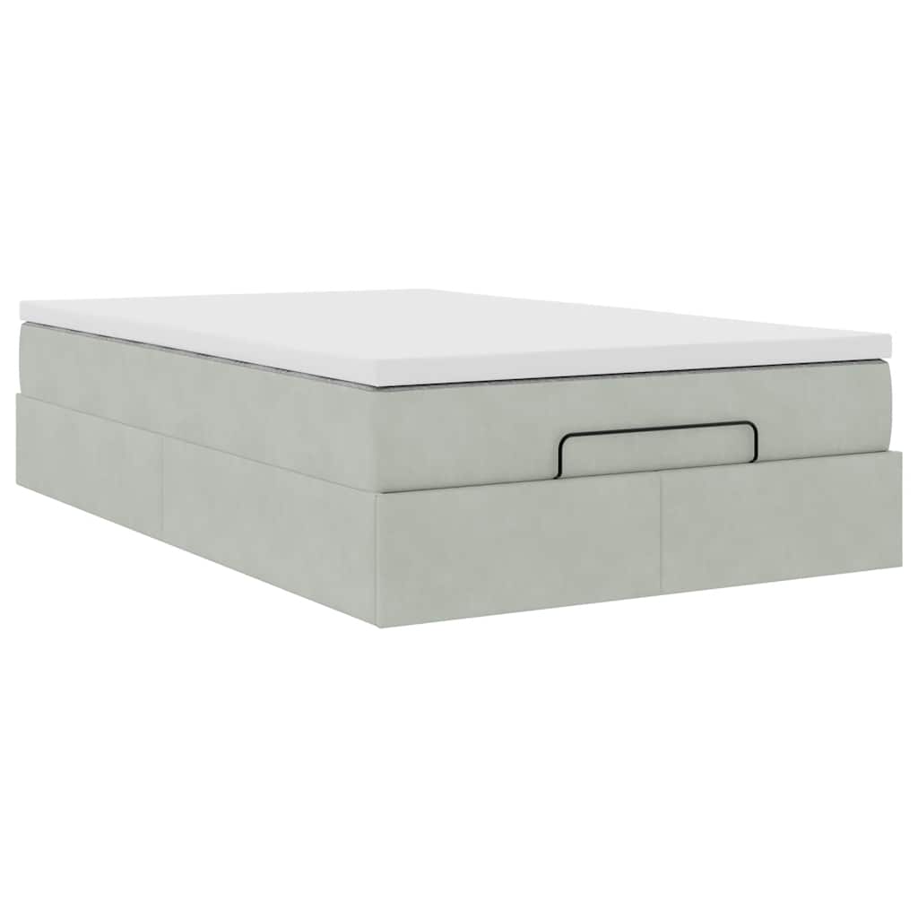 vidaXL Ottomanische Bett mit Matratze Hellgrau 120x190 cm Samt