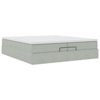vidaXL Ottoman-Bett mit Matratzen Hellgrau 200x200 cm Samt