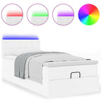 vidaXL Ottoman-Bett mit Matratzen & LEDs Reinweiß 80x200 cm Kunstleder