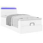 vidaXL Ottoman-Bett mit Matratzen & LEDs Reinweiß 80x200 cm Kunstleder