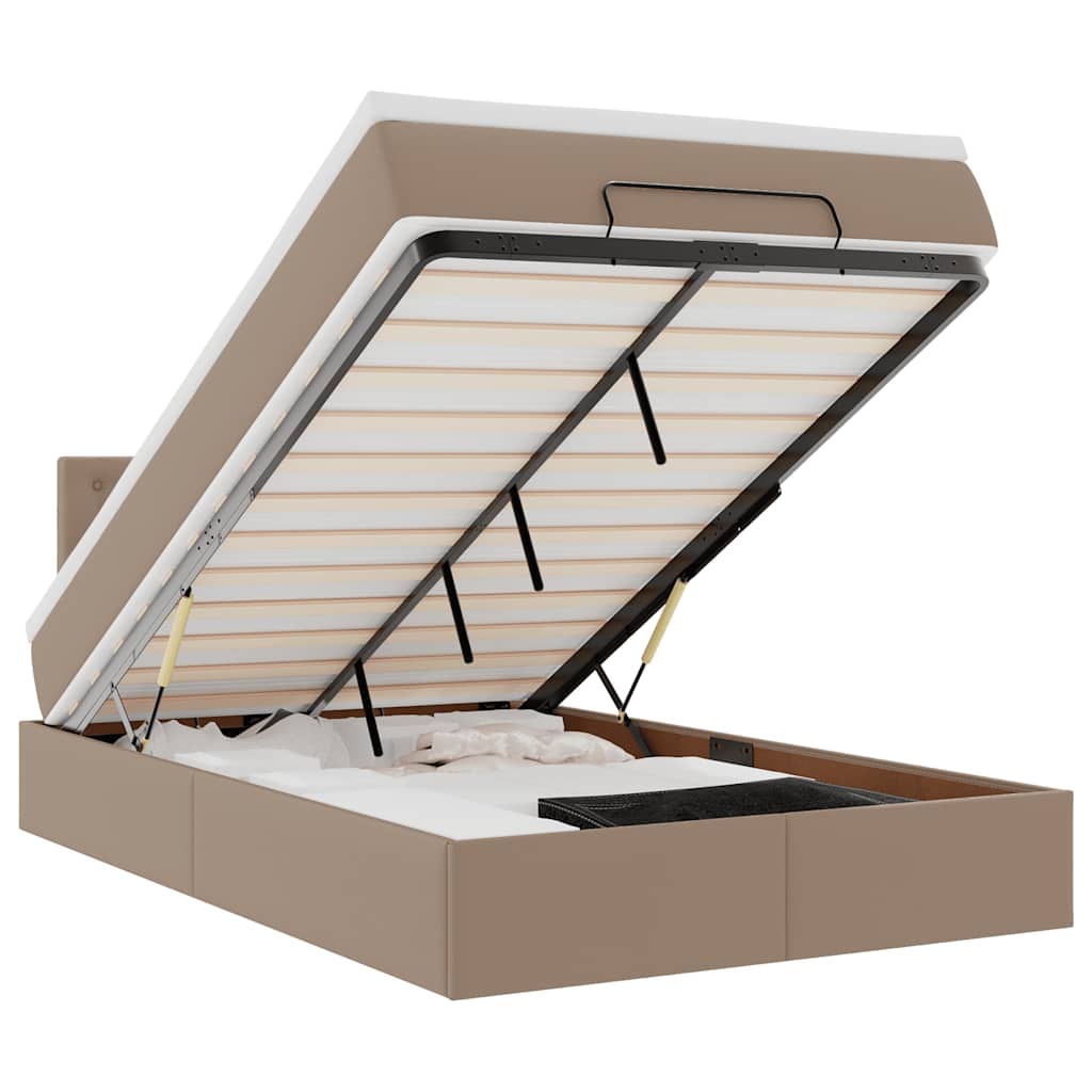 vidaXL Ottoman-Bett mit Matratzen & LEDs Cappuccino-Braun 120x190cm