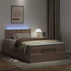 vidaXL Ottoman-Bett mit Matratzen & LEDs Cappuccino-Braun 120x190cm