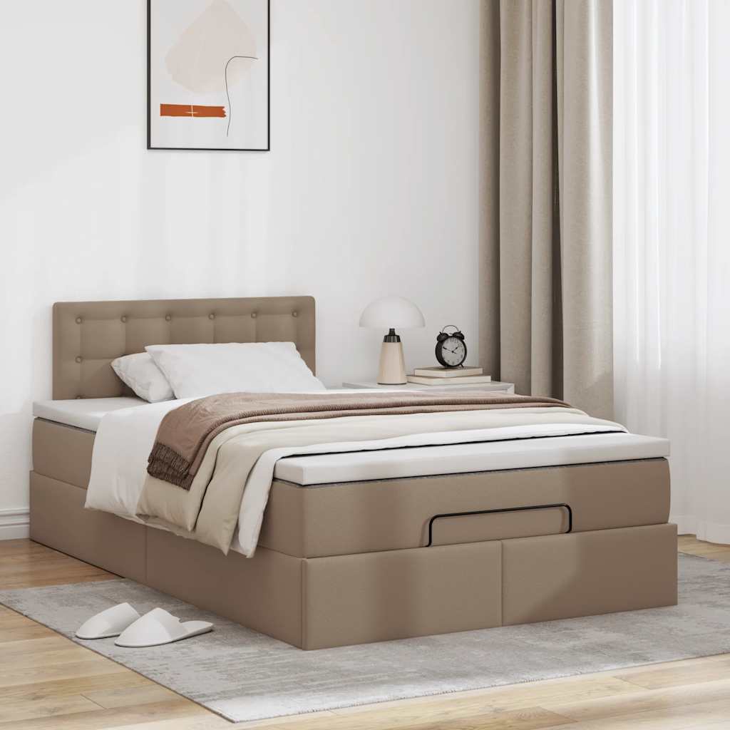 vidaXL Ottoman-Bett mit Matratzen & LEDs Cappuccino-Braun 120x190cm