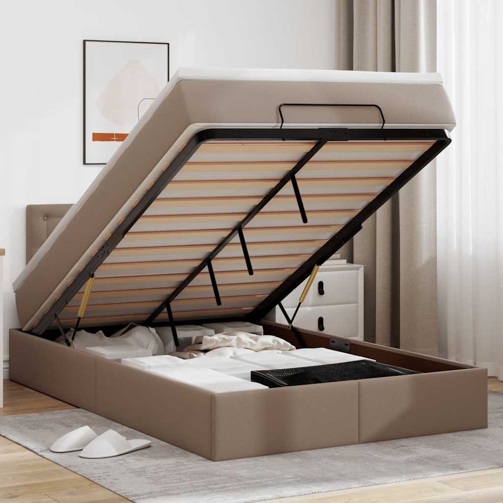 vidaXL Ottoman-Bett mit Matratzen & LEDs Cappuccino-Braun 120x190cm