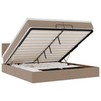 vidaXL Ottoman-Bett mit Matratzen LEDs Cappuccino 200x200cm Kunstleder