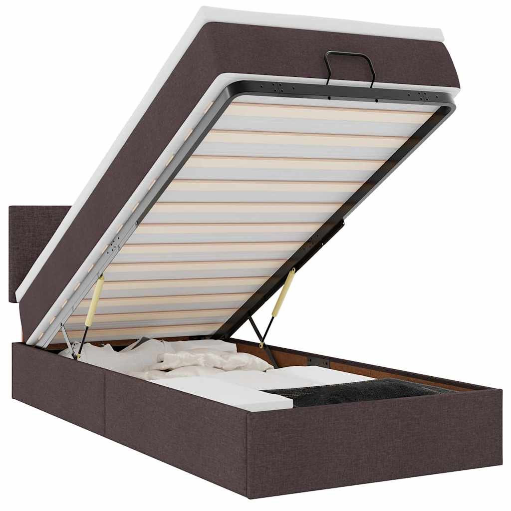 vidaXL Ottoman-Bett mit Matratze & LEDs Dunkelbraun 80x200 cm Stoff