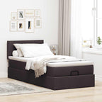 vidaXL Ottoman-Bett mit Matratze & LEDs Dunkelbraun 80x200 cm Stoff