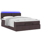 vidaXL Ottomanische Bett mit Matratze & LEDs Dunkelbraun 140x190 cm