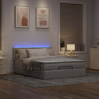 vidaXL Ottomanische Bett mit Matratze & LEDs Taupe 140x190 cm Stoff