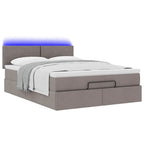 vidaXL Ottomanische Bett mit Matratze & LEDs Taupe 140x190 cm Stoff