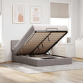 vidaXL Ottomanische Bett mit Matratze & LEDs Taupe 140x190 cm Stoff