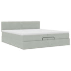 vidaXL Ottoman-Bett mit Matratzen & LEDs Hellgrau 200x200 cm Samt