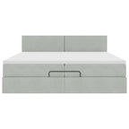 vidaXL Ottoman-Bett mit Matratzen & LEDs Hellgrau 200x200 cm Samt