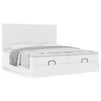 vidaXL Ottoman-Bett mit Matratzen Reinweiß 160x200 cm Kunstleder