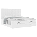 vidaXL Ottoman-Bett mit Matratzen Reinweiß 160x200 cm Kunstleder