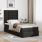 vidaXL Ottoman-Bett mit Matratze & LEDs Schwarz 80x200 cm Kunstleder