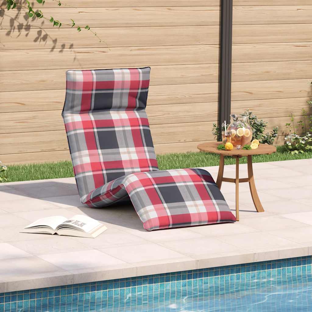 vidaXL Sonnenliege Klappbar Rot Karomuster 175x54x8,5 cm Oxford-Gewebe