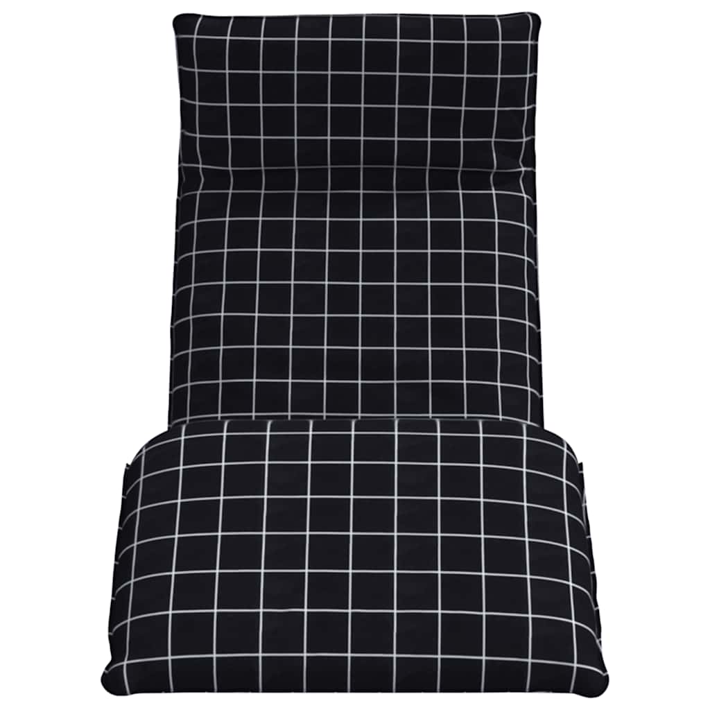 vidaXL Sonnenliege Klappbar Schwarz Karomuster 175x54x8,5 cm