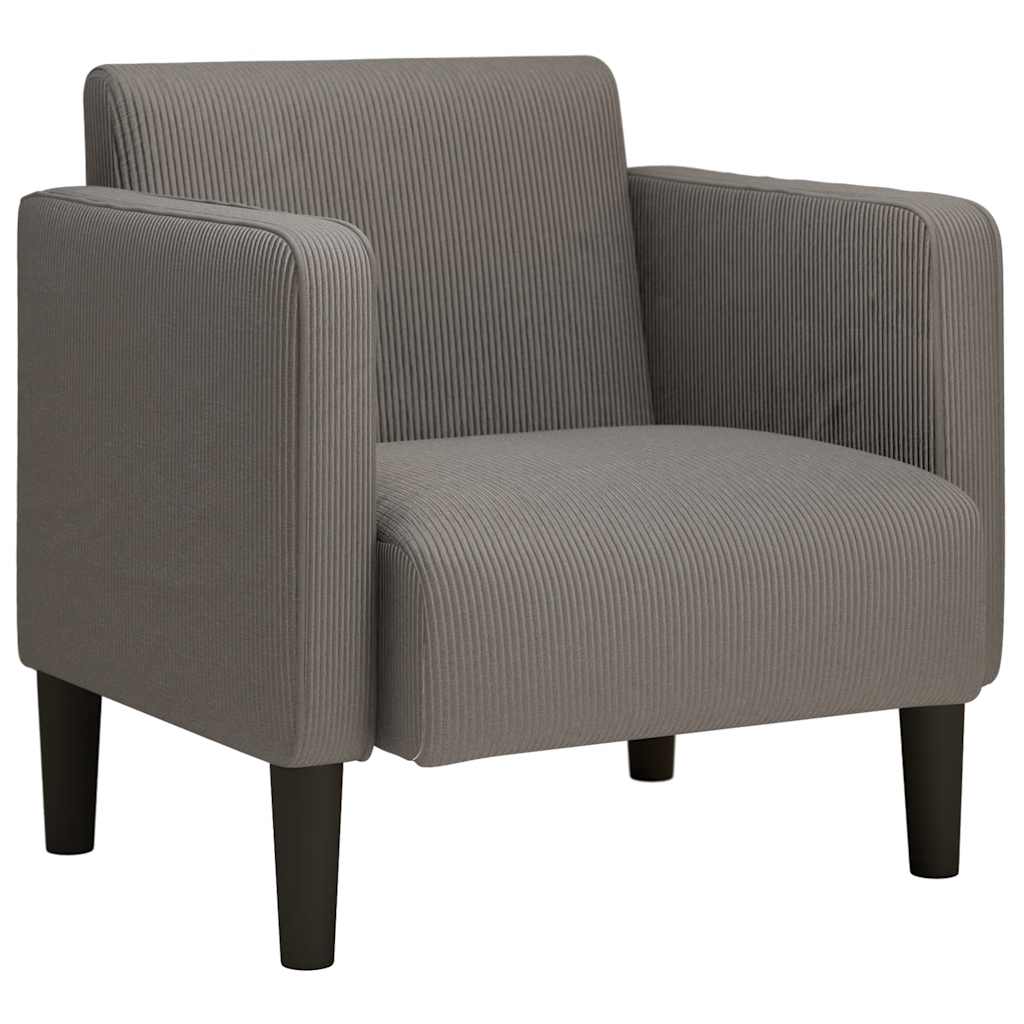 vidaXL Sessel mit Armlehnen Hellgrau 54 cm Cordstoff