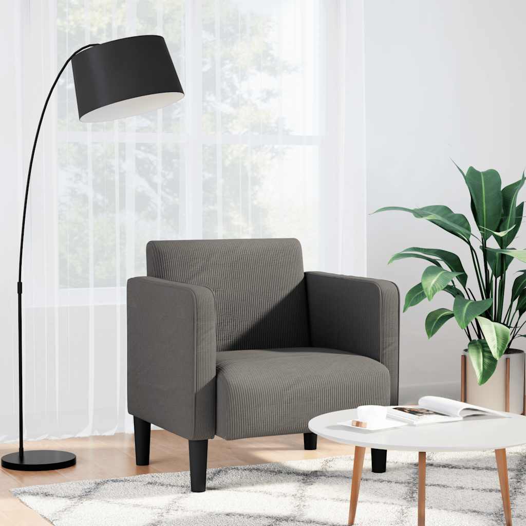 vidaXL Sessel mit Armlehnen Hellgrau 54 cm Cordstoff