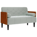 vidaXL Zweisitzer-Sofa mit Nackenrollen Hellgrau 110 cm Samt