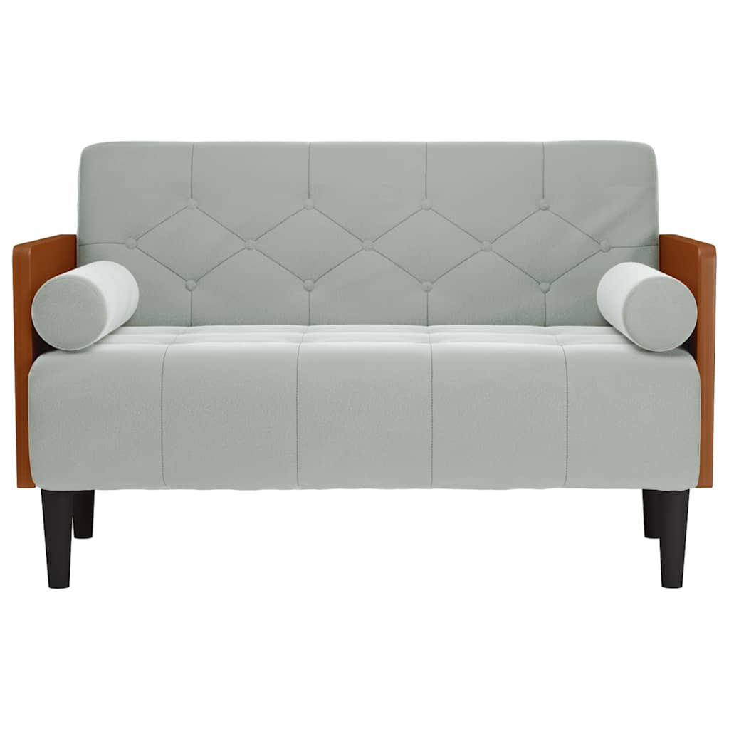 vidaXL Zweisitzer-Sofa mit Nackenrollen Hellgrau 110 cm Samt