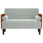 vidaXL Zweisitzer-Sofa mit Nackenrollen Hellgrau 110 cm Samt