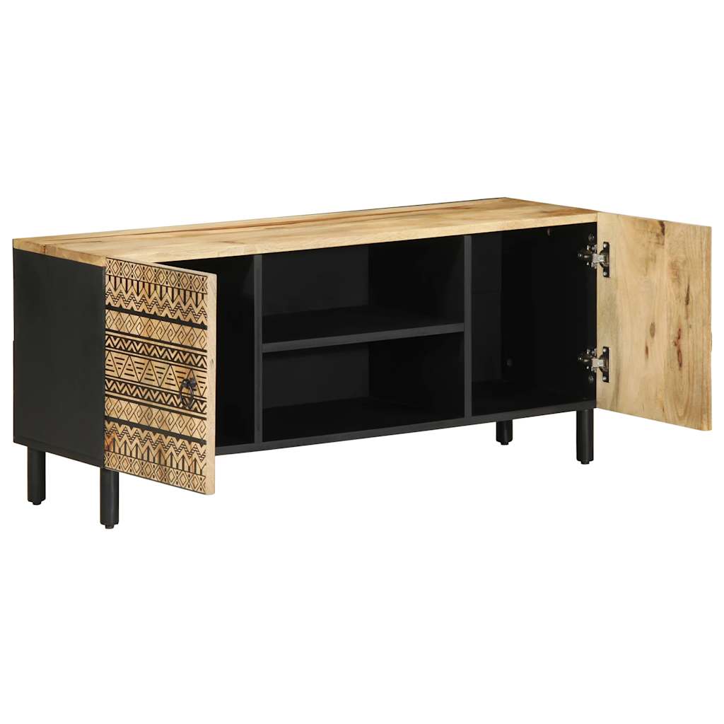 vidaXL TV-Schrank Schwarz 105x33,5x46 cm Raues Mangoholz