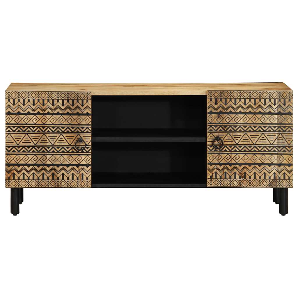 vidaXL TV-Schrank Schwarz 105x33,5x46 cm Raues Mangoholz