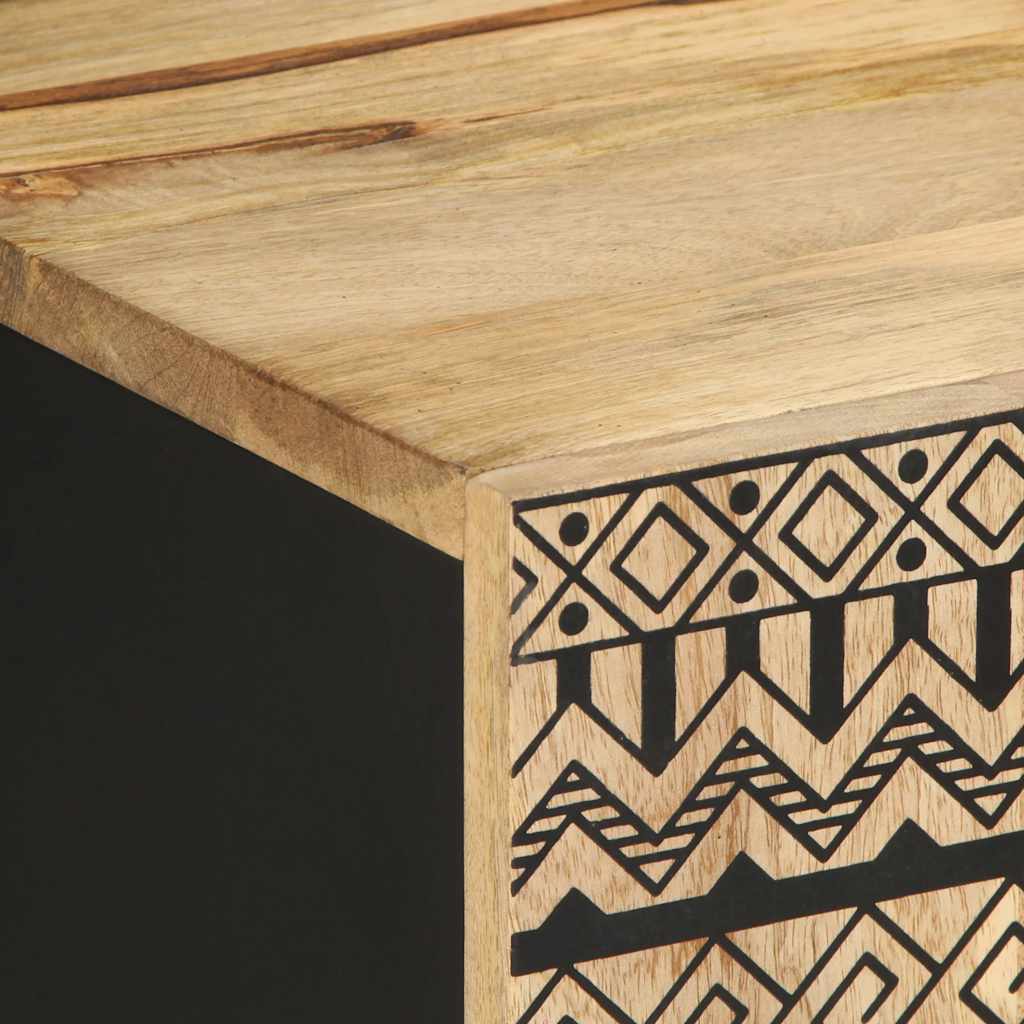 vidaXL TV-Schrank Schwarz 105x33,5x46 cm Raues Mangoholz