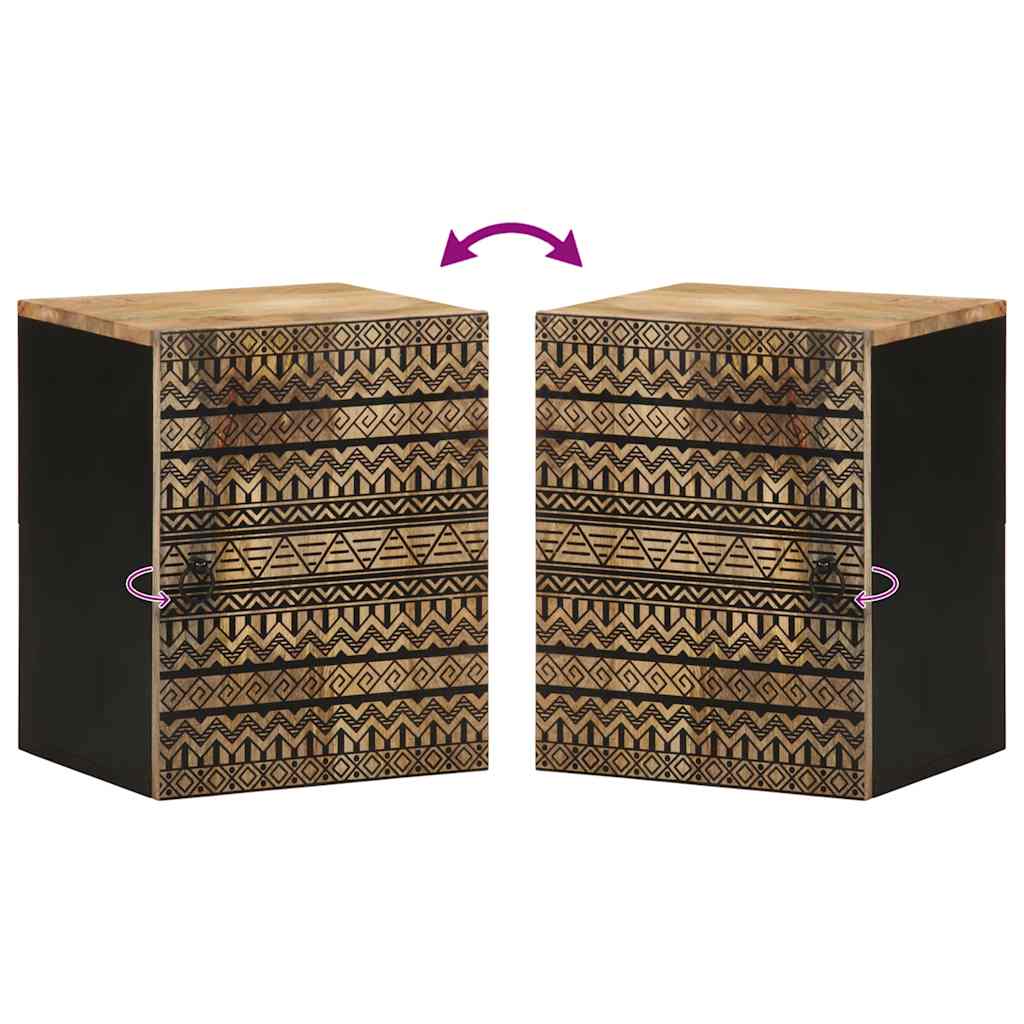 vidaXL Bad-Hängeschrank Schwarz 38x33,5x48 cm Massivholz Mango