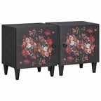 vidaXL Nachttisch mit Tür 2 pcs Schwarz 40 x 33 x 46 cm