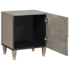vidaXL Nachttisch mit Tür 2 pcs Grau 40 x 33 x 46 cm Massivholz Mango