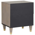 vidaXL Nachttisch mit Tür 2 pcs Grau 40 x 33 x 46 cm Massivholz Mango