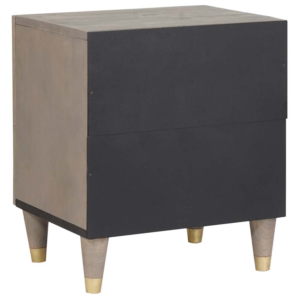 vidaXL Nachttisch mit Tür 2 pcs Grau 40 x 33 x 46 cm Massivholz Mango
